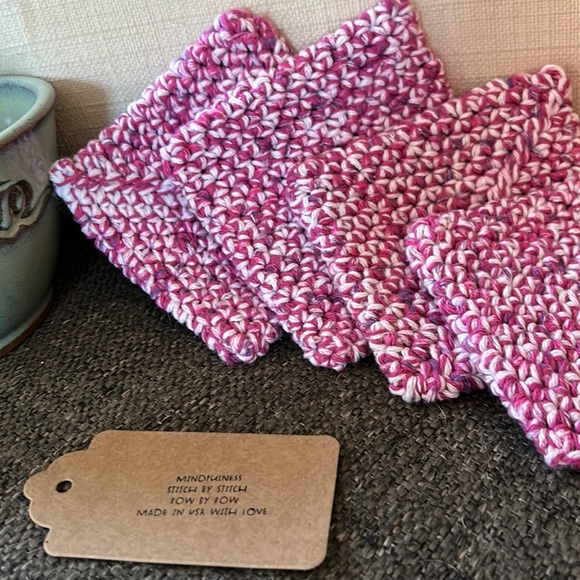 NWT 4 Coasters Made in USA with 100% recycled cotton! Perfect to use as trivet! - Picture 2 of 3